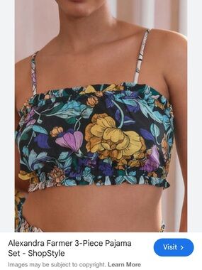 Anthropologie Black Floral Smocked Cami with Yellow, Purple & Teal Accents S/M